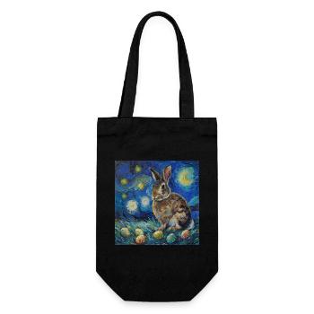 Osterhase, Ostern, Hase - Geschenkbeutel für Flaschen - Schwarz - Vorne