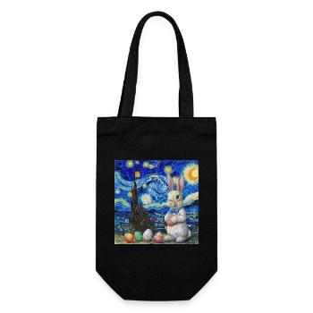 easter bunny, easter, bunny, happy easter, easter eggs - Gift Bag for Bottles - black - Front