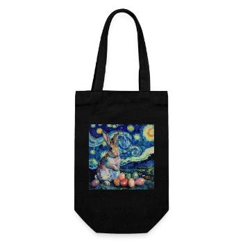 Osterhase, Ostern, Hase, frohe ostern, ostereier - Geschenkbeutel für Flaschen - Schwarz - Vorne