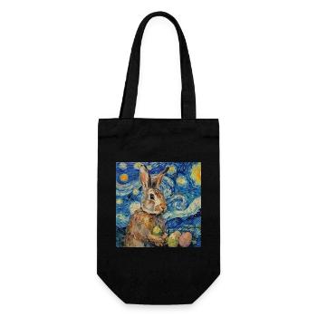 Osterhase, Ostern, Hase, frohe ostern, ostereier - Geschenkbeutel für Flaschen - Schwarz - Vorne
