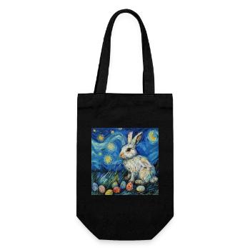 easter bunny, easter, bunny, happy easter, easter eggs - Gift Bag for Bottles - black - Front