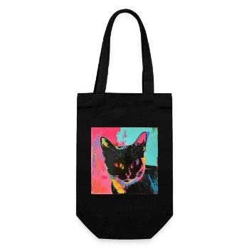 Chat, motif chat, pop art, cadeau, idée cadeau - Sac à bouteille - noir - Devant