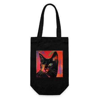 Katze, katzenmotiv, popart, geschenk, geschenkidee - Geschenkbeutel für Flaschen - Schwarz - Vorne