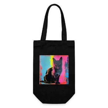 Chat, motif chat, pop art, cadeau, idée cadeau - Sac à bouteille - noir - Devant