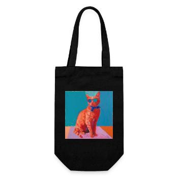 Chat, motif chat, pop art, cadeau, idée cadeau - Sac à bouteille - noir - Devant