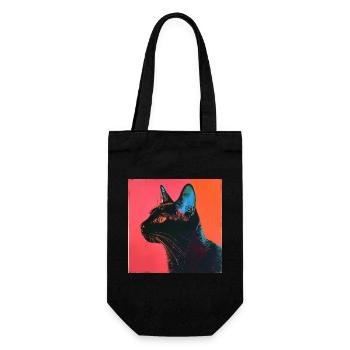 Katze, katzenmotiv, popart, geschenk, geschenkidee - Geschenkbeutel für Flaschen - Schwarz - Vorne