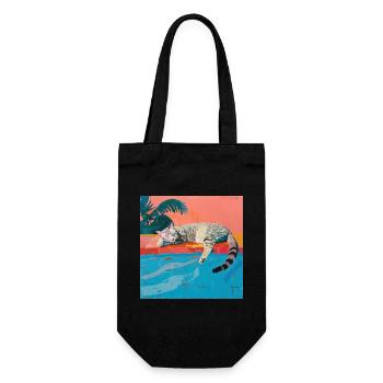 Chat, motif chat, pop art, cadeau, idée cadeau - Sac à bouteille - noir - Devant