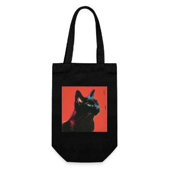 Katze, katzenmotiv, bunt, geschenk - Geschenkbeutel für Flaschen - Schwarz - Vorne