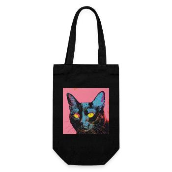 Katze, katzenmotiv, popart, geschenk, geschenkidee - Geschenkbeutel für Flaschen - Schwarz - Vorne