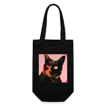 Chat, motif chat, pop art, cadeau, idée cadeau - Sac à bouteille - noir - Devant