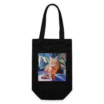 Chat, motif chat, pop art, cadeau, idée cadeau - Sac à bouteille - noir - Devant