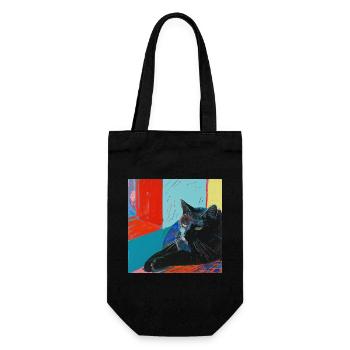 Chat, motif chat, pop art, cadeau, idée cadeau - Sac à bouteille - noir - Devant