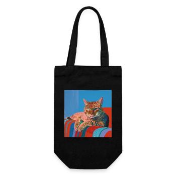 Katze, katzenmotiv, popart, geschenk, geschenkidee - Geschenkbeutel für Flaschen - Schwarz - Vorne