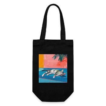 Katze, katzenmotiv, popart, geschenk, geschenkidee - Geschenkbeutel für Flaschen - Schwarz - Vorne