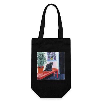 Chat, motif chat, pop art, cadeau, idée cadeau - Sac à bouteille - noir - Devant