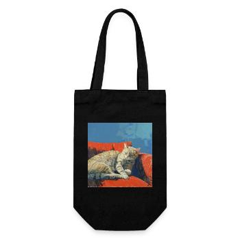 Chat, motif chat, pop art, cadeau, idée cadeau - Sac à bouteille - noir - Devant