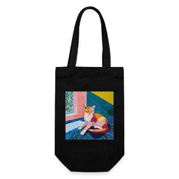 Katze, katzenmotiv, popart, geschenk, geschenkidee - Geschenkbeutel für Flaschen - Schwarz - Vorne