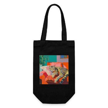Katze, katzenmotiv, popart, geschenk, geschenkidee - Geschenkbeutel für Flaschen - Schwarz - Vorne