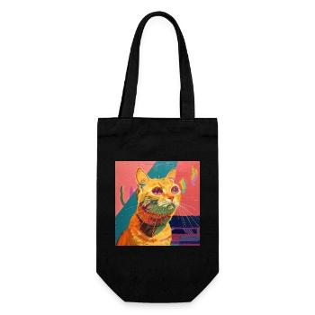 Chat, motif chat, pop art, cadeau, idée cadeau - Sac à bouteille - noir - Devant
