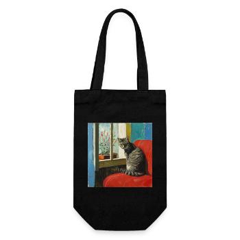 Chat, motif chat, pop art, cadeau, idée cadeau - Sac à bouteille - noir - Devant