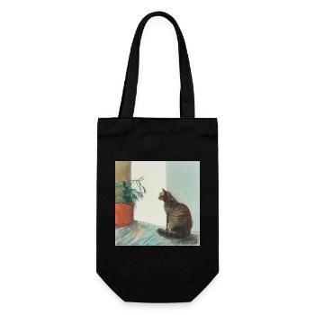 Chat, motif chat, pop art, cadeau, idée cadeau - Sac à bouteille - noir - Devant