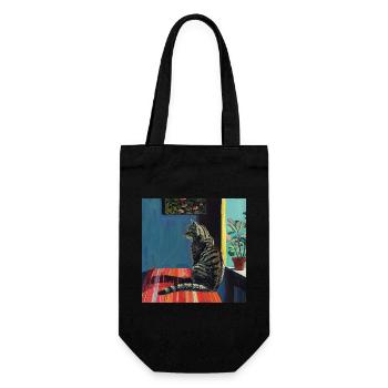 Chat, motif chat, pop art, cadeau, idée cadeau - Sac à bouteille - noir - Devant