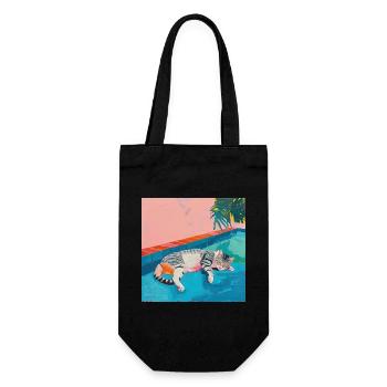 Chat, motif chat, pop art, cadeau, idée cadeau - Sac à bouteille - noir - Devant