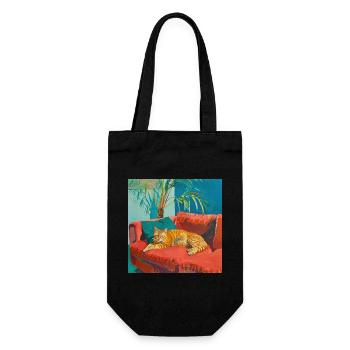 Katze, katzenmotiv, popart, geschenk, geschenkidee - Geschenkbeutel für Flaschen - Schwarz - Vorne