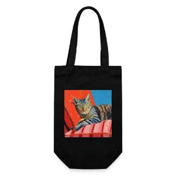 Chat, motif chat, pop art, cadeau, idée cadeau - Sac à bouteille - noir - Devant
