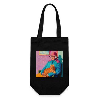 Katze, katzenmotiv, popart, geschenk, geschenkidee - Geschenkbeutel für Flaschen - Schwarz - Vorne