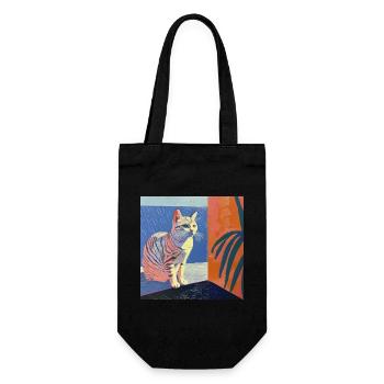 Chat, motif chat, pop art, cadeau, idée cadeau - Sac à bouteille - noir - Devant