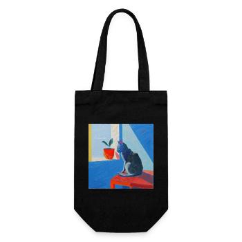 Chat, motif chat, pop art, cadeau, idée cadeau - Sac à bouteille - noir - Devant