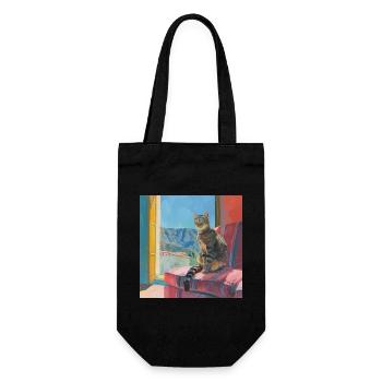 Chat, motif chat, pop art, cadeau, idée cadeau - Sac à bouteille - noir - Devant