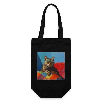 Chat, motif chat, pop art, cadeau, idée cadeau - Sac à bouteille - noir - Devant