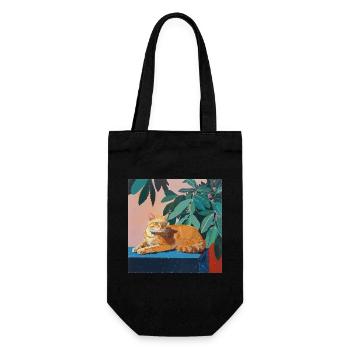 Chat, motif chat, pop art, cadeau, idée cadeau - Sac à bouteille - noir - Devant