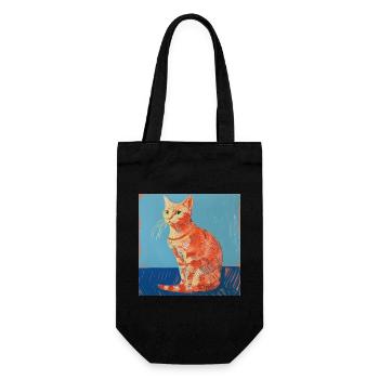 Chat, motif chat, pop art, cadeau, idée cadeau - Sac à bouteille - noir - Devant