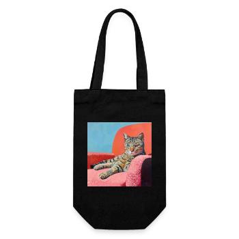Katze, katzenmotiv, popart, geschenk, geschenkidee - Geschenkbeutel für Flaschen - Schwarz - Vorne