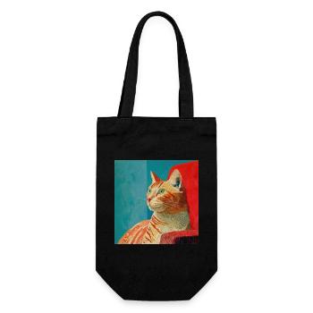 Chat, motif chat, pop art, cadeau, idée cadeau - Sac à bouteille - noir - Devant