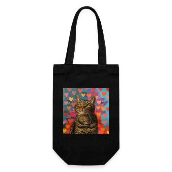Katze, katzenmotiv, popart, geschenk, geschenkidee - Geschenkbeutel für Flaschen - Schwarz - Vorne