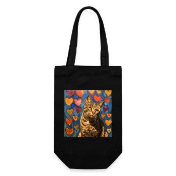 Katze, katzenmotiv, popart, geschenk, geschenkidee - Geschenkbeutel für Flaschen - Schwarz - Vorne