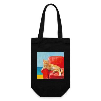 Chat, motif chat, pop art, cadeau, idée cadeau - Sac à bouteille - noir - Devant