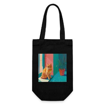 Chat, motif chat, pop art, cadeau, idée cadeau - Sac à bouteille - noir - Devant