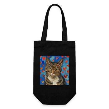 Katze, katzenmotiv, popart, geschenk, geschenkidee - Geschenkbeutel für Flaschen - Schwarz - Vorne