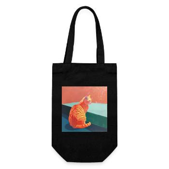 Chat, motif chat, pop art, cadeau, idée cadeau - Sac à bouteille - noir - Devant