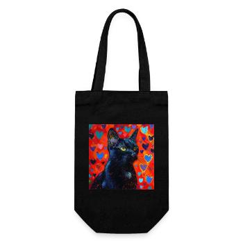 Chat, motif chat, pop art, cadeau, idée cadeau - Sac à bouteille - noir - Devant