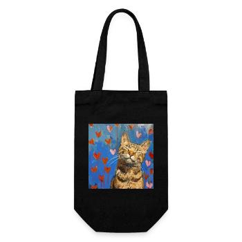 Katze, katzenmotiv, popart, geschenk, geschenkidee - Geschenkbeutel für Flaschen - Schwarz - Vorne
