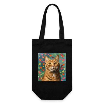 Katze, katzenmotiv, popart, geschenk, geschenkidee - Geschenkbeutel für Flaschen - Schwarz - Vorne