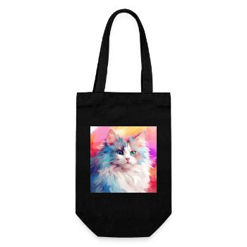 chat, motif de chat, anime, cadeau, idées cadeaux - Sac à bouteille - noir - Devant