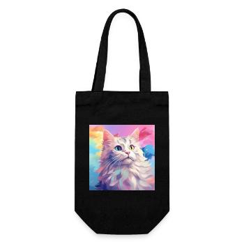 Katze, katzenmotiv, anime, geschenk, geschenkideen - Geschenkbeutel für Flaschen - Schwarz - Vorne