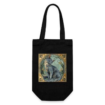 Katze, katzenmotiv, geschenk, geschenkideen katzen - Geschenkbeutel für Flaschen - Schwarz - Vorne